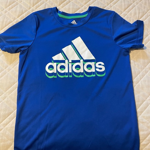 adidas Blue Kids Short Sleeve Tee - Picture 1 of 2
